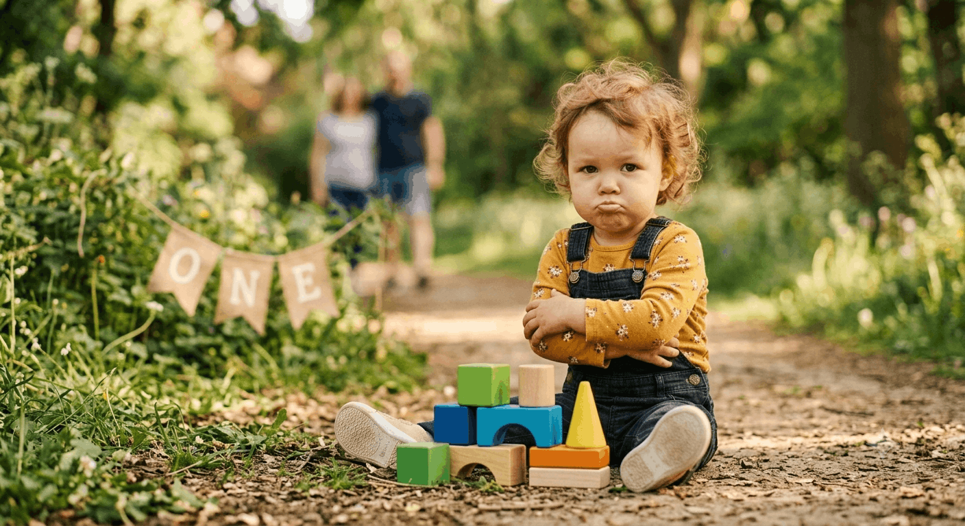 Toddler celebrating a first birthday, the traditional start of toddlerhood