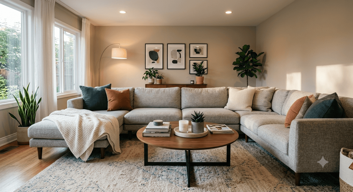 Cozy family living room styled using Decoradhouse and Decoratoradvice decor tips