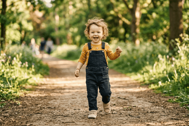 Toddler around one to three years old walking confidently outdoors